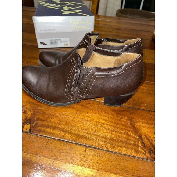 Natural Soul All-Thru Comfort Kasta Brown Booties Size 8 - Picture 4 of 7